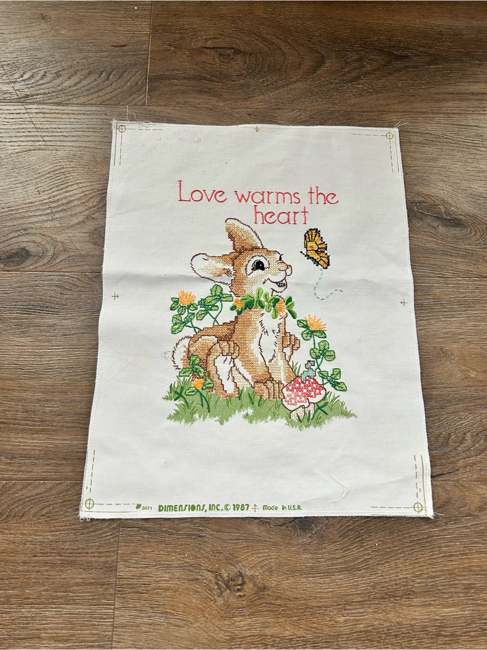 Dimensions 'Love Warms the Heart' Bunny Cross Stitch Wall Decor - White